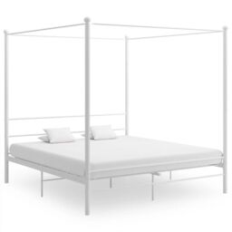 Berkfield Home Canopy Bed Frame White Metal 180x200 cm Super King - thumbnail 1