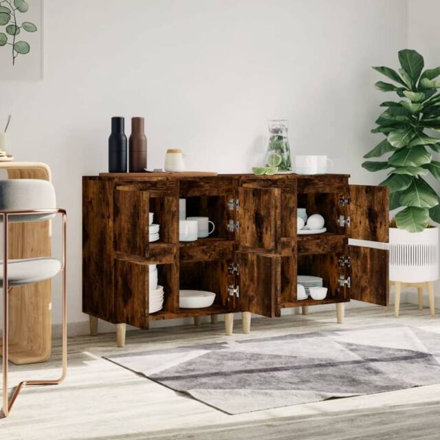 Berkfield Home Sideboards 2 pcs Smoked Oak 60x35x70 cm Engineered Wood in Brown - Size: 60 x 35 x 70 cm - image 1