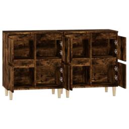Berkfield Home Sideboards 2 pcs Smoked Oak 60x35x70 cm Engineered Wood in Brown - Size: 60 x 35 x 70 cm - thumbnail 7
