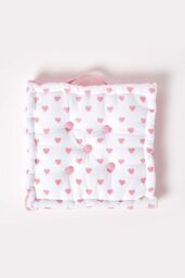 Homescapes Cotton Hearts Floor Cushion in Pink - Size: 50 cm x 50 cm - thumbnail 3