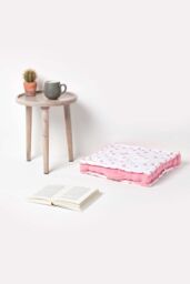Homescapes Cotton Hearts Floor Cushion in Pink - Size: 50 cm x 50 cm - thumbnail 2