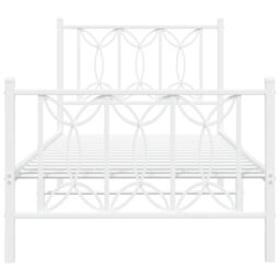 Berkfield Home Metal Bed Frame without Mattress with Footboard White 75x190cm - Size: 75x190 cm - thumbnail 4