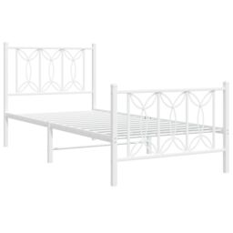 Berkfield Home Metal Bed Frame without Mattress with Footboard White 75x190cm - Size: 75x190 cm - thumbnail 3