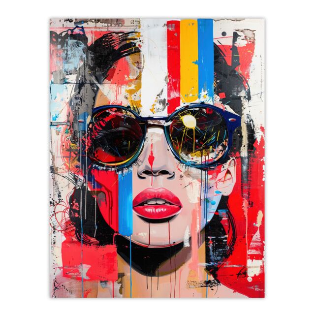 "Artery8 Beautiful Vintage Lady Shades Street Art Graffiti Wall Art Print - Size: W18"" x H24""" - image 1