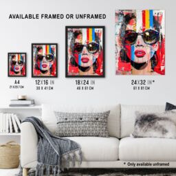 "Artery8 Beautiful Vintage Lady Shades Street Art Graffiti Wall Art Print - Size: W18"" x H24""" - thumbnail 3