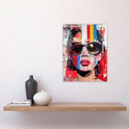"Artery8 Beautiful Vintage Lady Shades Street Art Graffiti Wall Art Print - Size: W18"" x H24""" - thumbnail 4