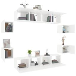 Berkfield Home 8 Piece TV Cabinet Set White Engineered Wood - thumbnail 4