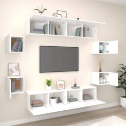 Berkfield Home 8 Piece TV Cabinet Set White Engineered Wood - thumbnail 3