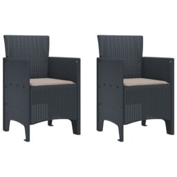 Berkfield Home Garden Chair Set of 2 Anthracite, Taupe Plastic Standard - thumbnail 2