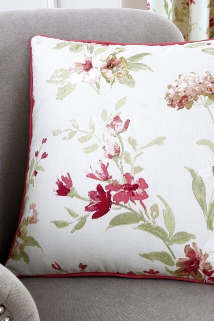Fusion 'Jeannie' Classic Floral Trail Print Filled Cushion 100% Cotton in Red - Size: 43 cm x 43 cm - image 1