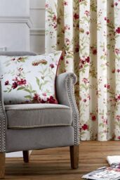 Fusion 'Jeannie' Classic Floral Trail Print Filled Cushion 100% Cotton in Red - Size: 43 cm x 43 cm - thumbnail 2