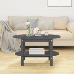 Berkfield Home Beautiful Coffee Table Grey 80x45x45 cm Solid Wood Pine - Size: 80 x 45 x 45 cm - thumbnail 1