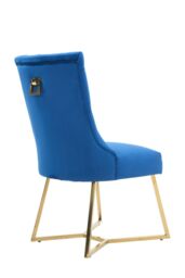 Life Interiors Single Ambra Modern Velvet Dining Chair with Gold Legs, Ring Handle & Tufted Back in Blue - thumbnail 4