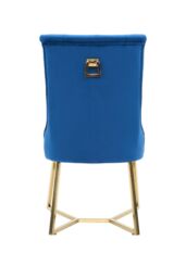 Life Interiors Single Ambra Modern Velvet Dining Chair with Gold Legs, Ring Handle & Tufted Back in Blue - thumbnail 5