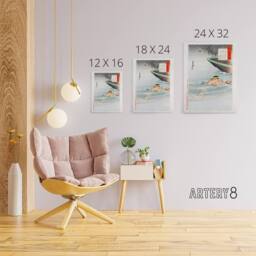 "Artery8 Sergeant Kawasaki Stealing Enemy Boat Canvas Wall Art Print Gekko in Blue - Size: W18"" x H24""" - thumbnail 4