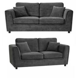 Furnishings For Less UK Ascot 3 + 2 Seater Sofa Set Chenille Fabric Charcoal - thumbnail 3