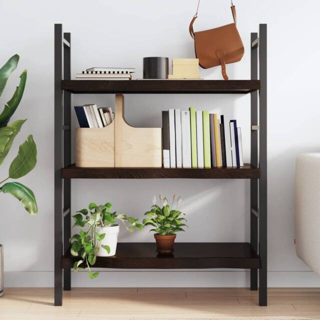 Berkfield Home Wall Shelf Dark Grey 100x60x(2-6) cm Treated Solid Wood Oak - image 1