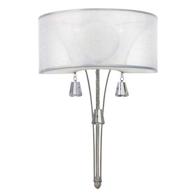Loops Twin Wall Light Crystal Accents Double Translucent Shade Nickel LED E14 60W in Metallics