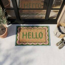 Garden Greatness Hello Scallop Printed Coir Doormat - Size: 45 cm x 75 cm - thumbnail 2