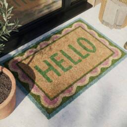 Garden Greatness Hello Scallop Printed Coir Doormat - Size: 45 cm x 75 cm