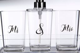 Orsina 3 Pc Bathroom Accessories Set With Matching Tray, Clear Bathroom Decor Set, Soap Dish, Tumbler, & Dispenser - thumbnail 5