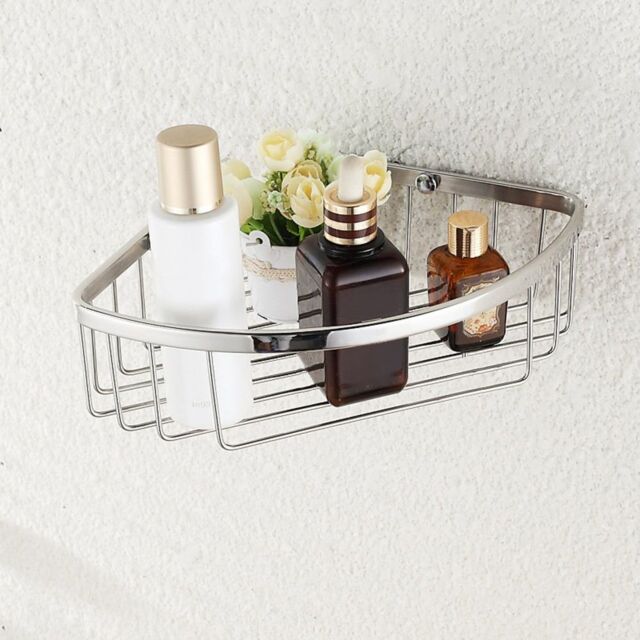 Nes Home Single Corner Shower Bathroom Caddy Shelf Chrome in Metallic Silver - image 1