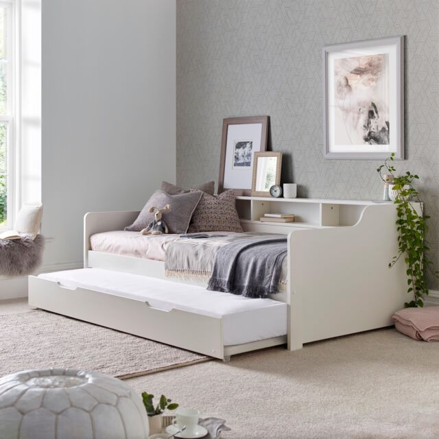 Bedmaster Tyler Guest Bed & Trundle With Spring Mattresses in White - Size: Single - image 1