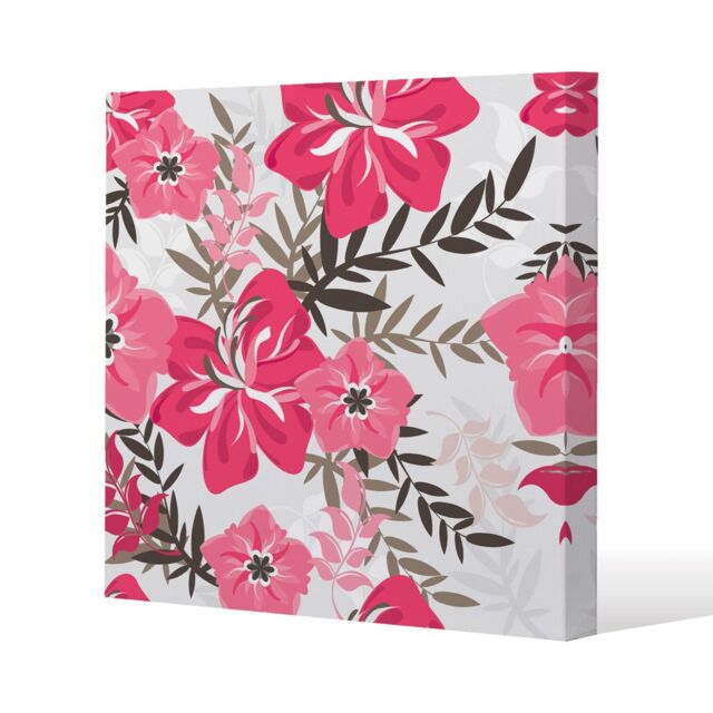 Benjamin Tate Design Red & Pink Floral (Canvas Print) / 61 x 61 x 4cm in Natural - Size: 61 x 61 x 4 cm - image 1