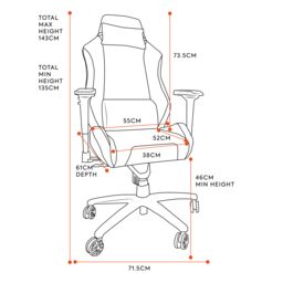 X Rocker Messina Ergonomic High-Back Fabric PC Office Chair with Cushions in Silver - thumbnail 6