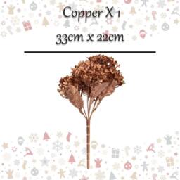VFM e-Store Christmas Metallic Hydrangea Bush 33cm x 22cm Copper X 1 - Size: 33 cm x 22 cm - thumbnail 2