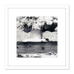 Artery8 Atomic Bomb Test Operation Crossroads Photograph 8X8 Inch Square Wooden Framed Wall Art Print Picture with Mount in White