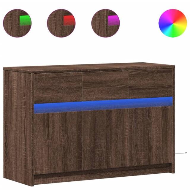 Berkfield Home TV Cabinet with LED Brown Oak 91x34x61 cm Engineered Wood - Size: 91 x 34 x 61 cm - image 1