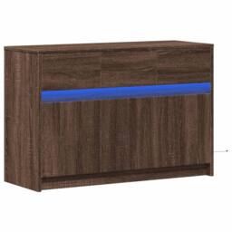 Berkfield Home TV Cabinet with LED Brown Oak 91x34x61 cm Engineered Wood - Size: 91 x 34 x 61 cm - thumbnail 3