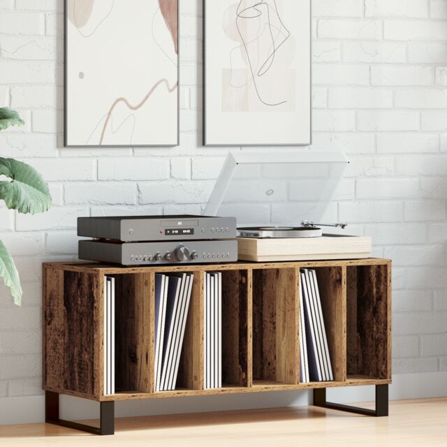Berkfield Home Record Cabinet Artisan Oak 100x38x48 cm Engineered Wood in Brown - Size: 100 x 38 x 48 cm - image 1