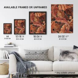 "Artery8 Acanthus Leaves Pattern Vintage Wall Art Print William Morris in Brown - Size: W12"" x H16""" - thumbnail 3