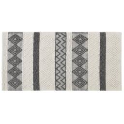 Wyld and Coco Handwoven Geometric Area Rug 80 x 150 cm Beige Grey Wool - Size: 80 cm x 150 cm - thumbnail 3