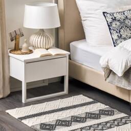 Wyld and Coco Handwoven Geometric Area Rug 80 x 150 cm Beige Grey Wool - Size: 80 cm x 150 cm - thumbnail 1