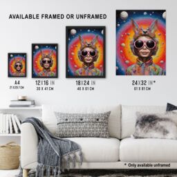 Artery8 Surreal Abstract Portrait Big Bold Bright Fun Portrait Animal Hat Outer Space Quirky Extra Large XL Unframed Wall Art Poster Print - thumbnail 3