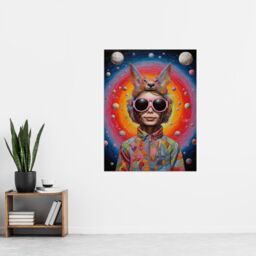 Artery8 Surreal Abstract Portrait Big Bold Bright Fun Portrait Animal Hat Outer Space Quirky Extra Large XL Unframed Wall Art Poster Print - thumbnail 4