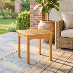 OUTSUNNY Coffee Table Fully Assembled Square Natural Wood
