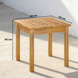 OUTSUNNY Coffee Table Fully Assembled Square Natural Wood - thumbnail 3