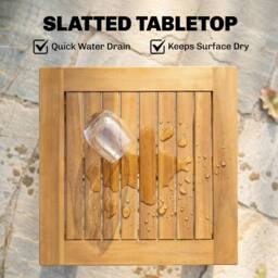 OUTSUNNY Coffee Table Fully Assembled Square Natural Wood - thumbnail 6