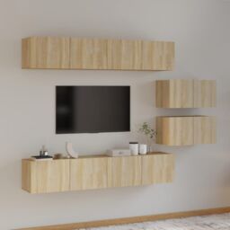 Berkfield Home 4 Piece TV Cabinet Set Sonoma Oak Engineered Wood in Brown - thumbnail 1