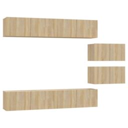 Berkfield Home 4 Piece TV Cabinet Set Sonoma Oak Engineered Wood in Brown - thumbnail 2