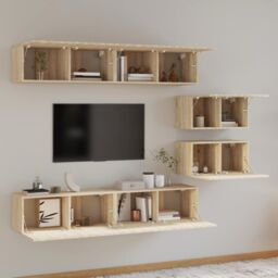 Berkfield Home 4 Piece TV Cabinet Set Sonoma Oak Engineered Wood in Brown - thumbnail 6