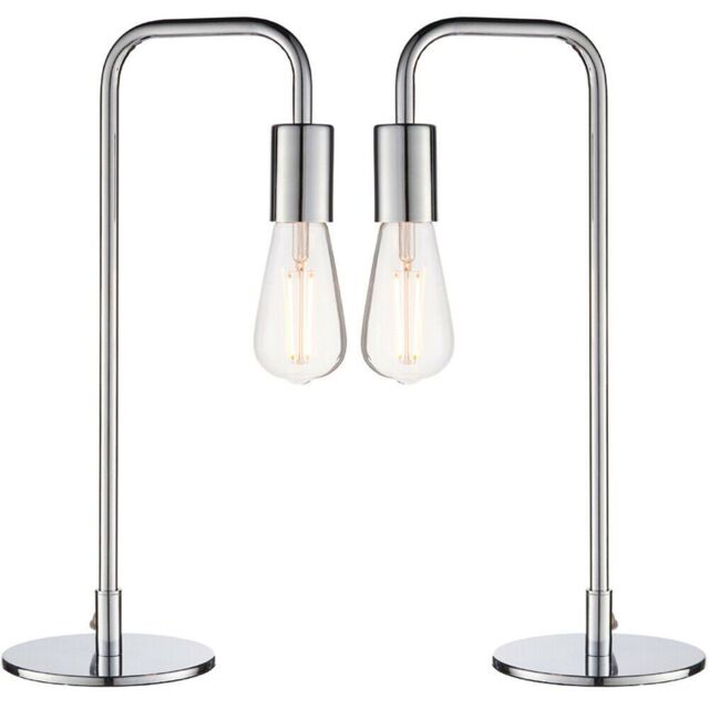 Loops 2 PACK Modern Hangman Table Lamp Chrome Industrial Arm Bedside Desk Light Base - image 1