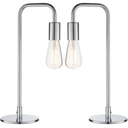 Loops 2 PACK Modern Hangman Table Lamp Chrome Industrial Arm Bedside Desk Light Base - thumbnail 1