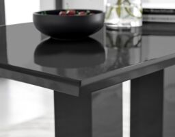 FurnitureboxUK Imperia 120cm 4-Seater Modern High Gloss Pillared Dining Table in Black - thumbnail 3