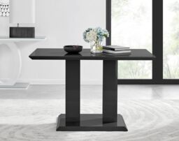 FurnitureboxUK Imperia 120cm 4-Seater Modern High Gloss Pillared Dining Table in Black