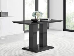 FurnitureboxUK Imperia 120cm 4-Seater Modern High Gloss Pillared Dining Table in Black - thumbnail 2